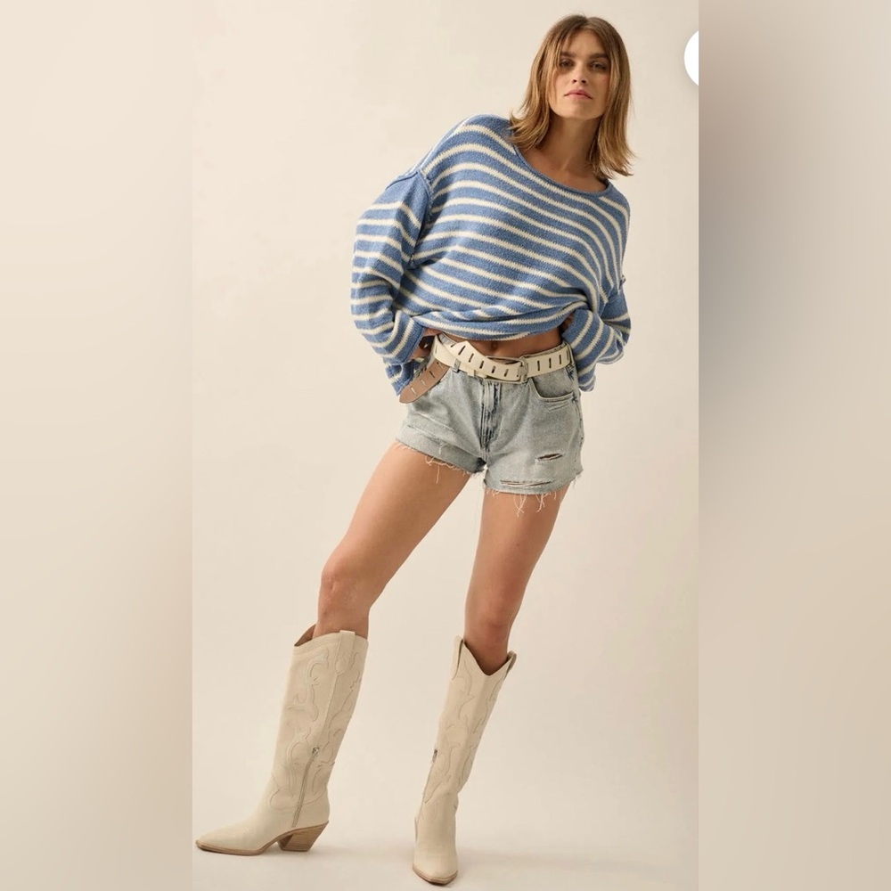 NWT Promesa Stripe Hype Oversized Striped Knit Sweater Size Large L